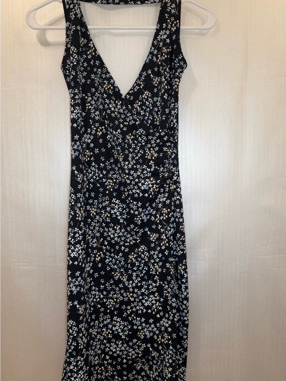Papaya Floral Halter V-Neck Midi Dress Size Small